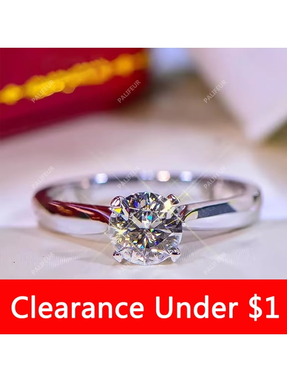 Rings for Women Cubic Zirconia 4 Prong Engagement Ring Stainless Steel Wedding Band Non Tarnish Adjustable Stackable Jewelry by PALIFEUR