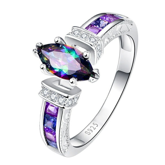 Rings for Women Diamond Zircon Alloy Colorful Purple Diamond Ring Ladies Party Party Ring Gift for Women