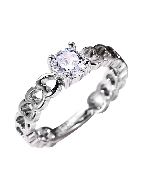 Rings for Women Engagement Round Cut Fashion Wedding Rings Jewelry Rings for Woman Full Ring Valentine's Day Gifts Alloy Ring Jewelry