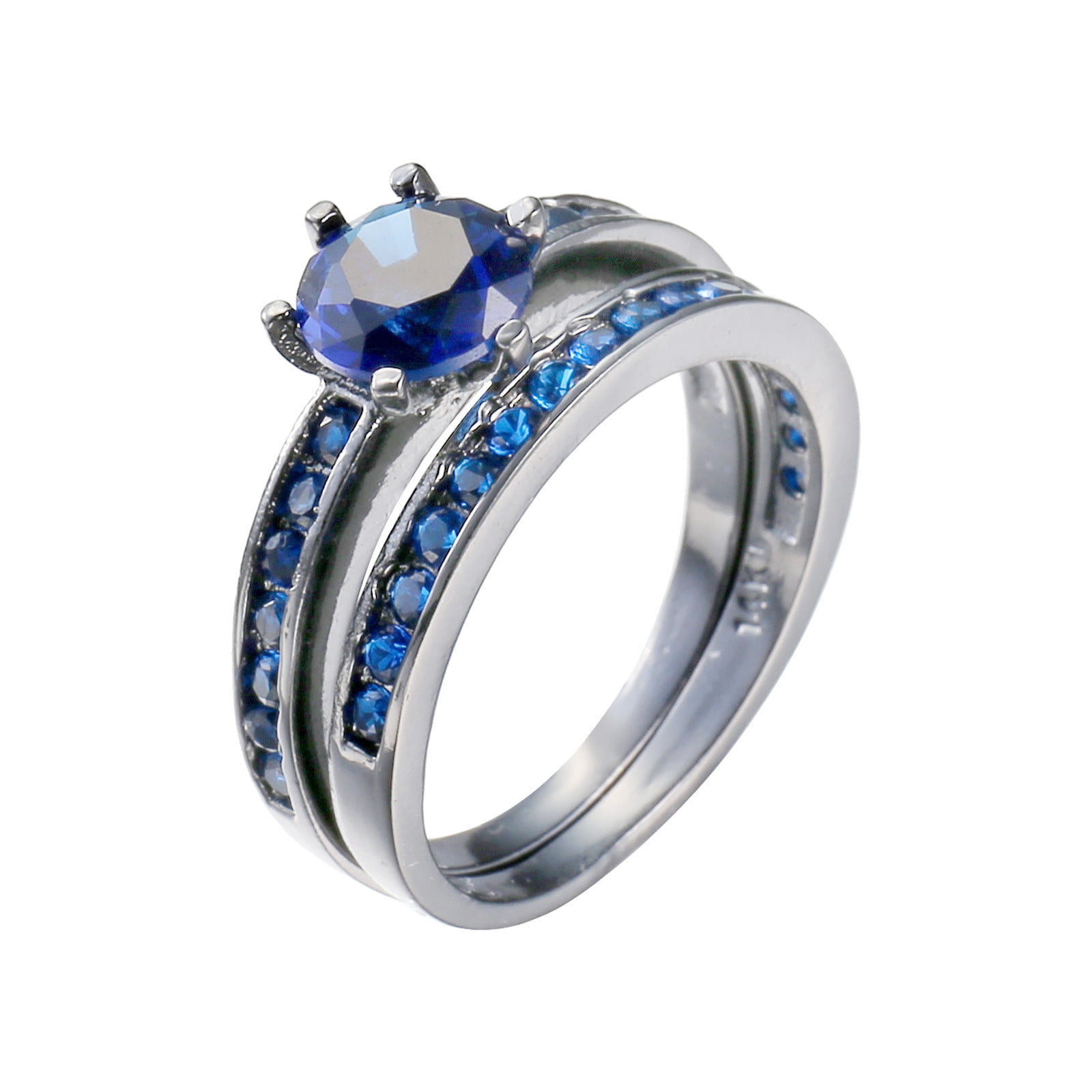 Blue Stone Crescent Star Women's Golden Open Ring – Neshe Fashion Jewelry