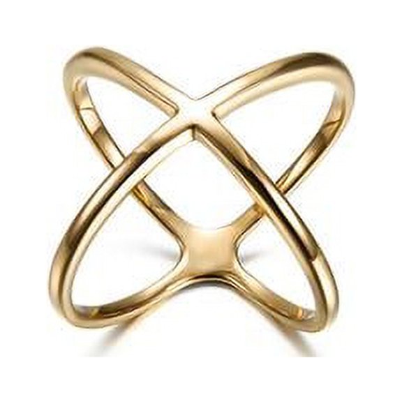 Rings for Women Fashion Rings Statement Rings Stainless Steel Ring Gold Plated Women Criss Cross Ring, Size 7-10