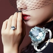 ELNEEYA Rings for Women Fashion Synthetic Sea Blue Butterfly Ring Plated with Gold Inlaid with Zircon Ring Female Hand Jewelry Size 8 Valentine's Day Gifts