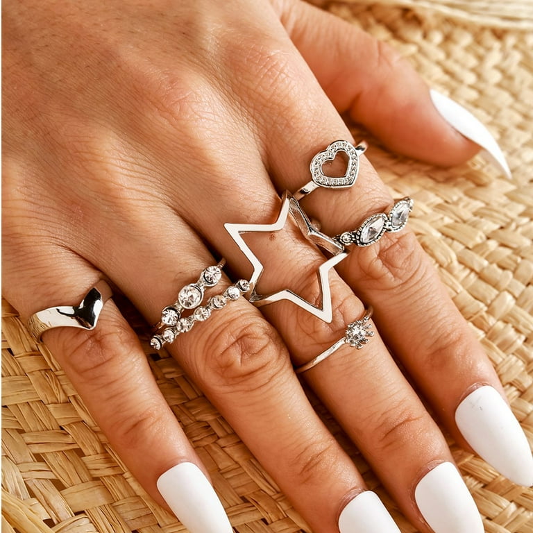 Rings for Women Girls 7 PCS Set Stackable Knuckle Ring Boho