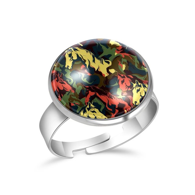 Rings for Women Girls, Adjustable to Fit Any Finger Size, Horse