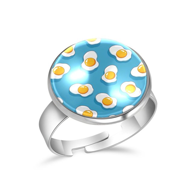 Rings for Women Girls, Adjustable to Fit Any Finger Size, Poached Egg