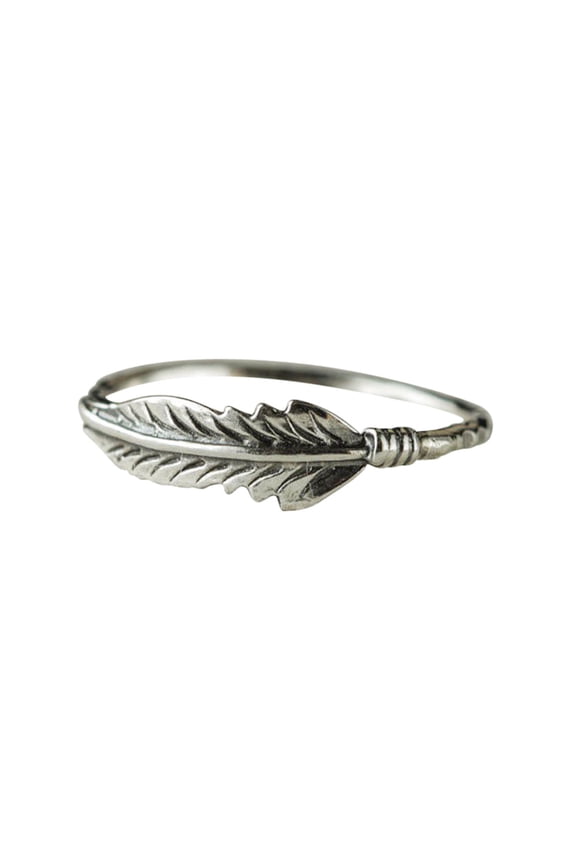 Rings for Women Girls Antique Solid Sterling Silver Feather Stacking Bride Wedding Ring