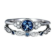 FORESTYASHE Rings for Women Girls Fashion Diamond Ring Couple Jewelry 1 Pair Ring Set Size 6 Gifts