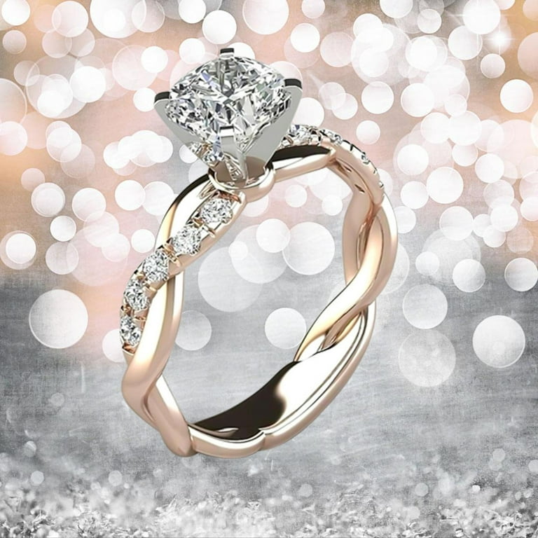 Rings for Women Girls Silver Ring Bridal Zircon Diamond Elegant Engagement  Wedding Band Ring Gifts