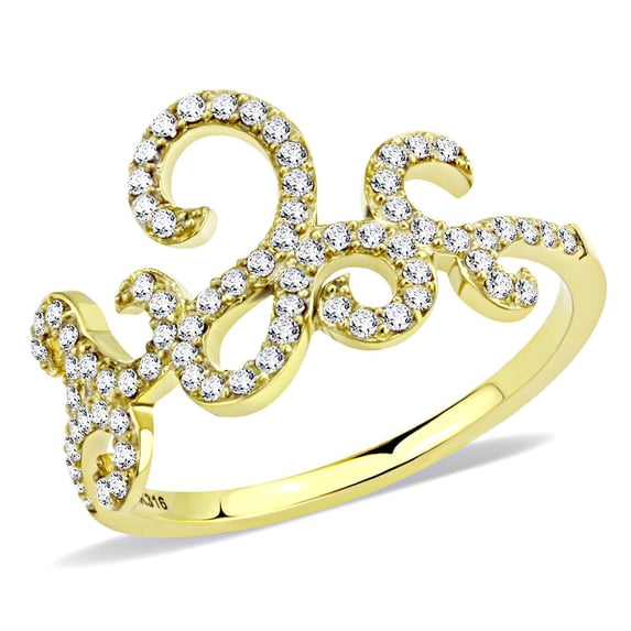 Rings for Women Gold 316L Stainless Steel DA170 - AAA Grade Cubic Zirconia in Clear