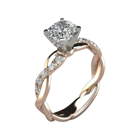 Clearance Rings for Women New Women Gold & Rose Gold Filed White Wedding Engagement Floral Ring Set Size 7 Valentine's Day Gifts