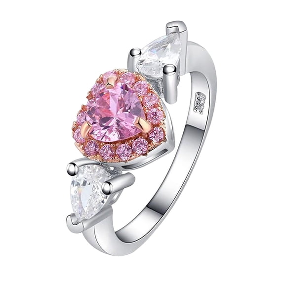 Rings for Women Pink Peach Heart Claws Set Novelty Ring Water Drop Women's Ring Valentine's Day Gifts Clearance Alloy Ring Jewelry
