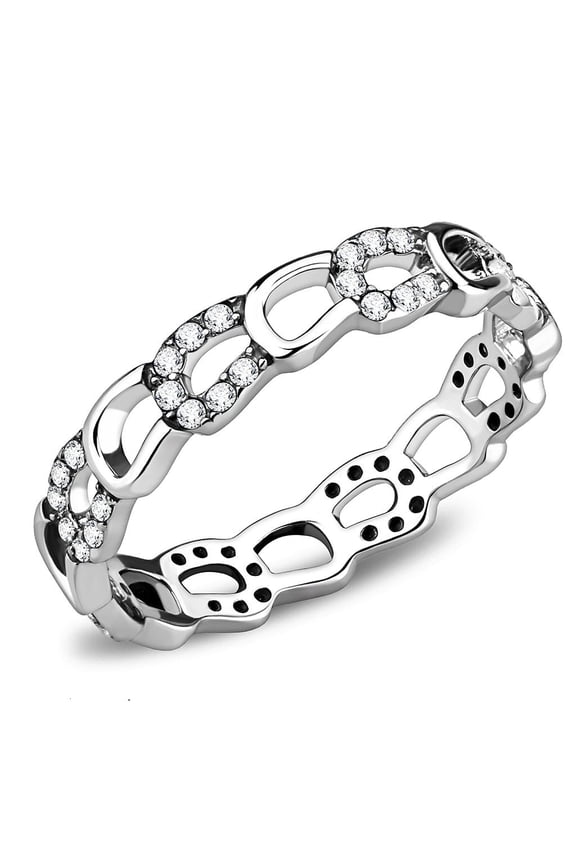 Rings for Women Silver 316L Stainless Steel DA111 - AAA Grade Cubic Zirconia in Clear