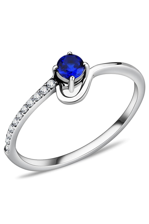 Rings for Women Silver 316L Stainless Steel DA114 - AAA Grade Cubic Zirconia in London Blue