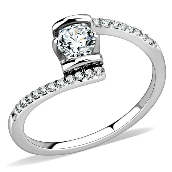 Rings for Women Silver 316L Stainless Steel DA151 - AAA Grade Cubic Zirconia in Clear