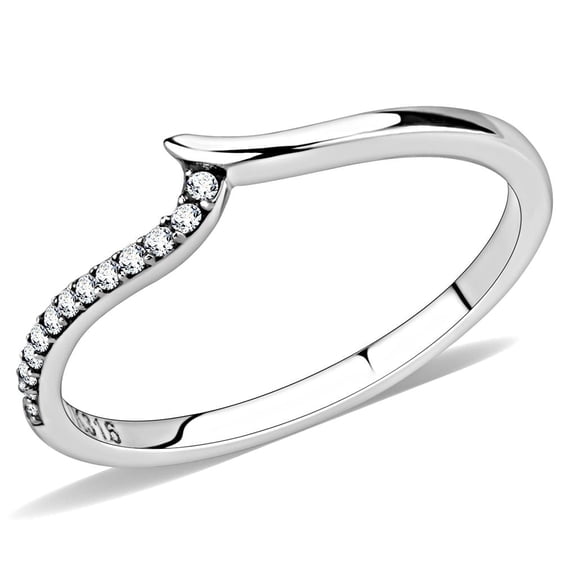 Rings for Women Silver 316L Stainless Steel DA162 - AAA Grade Cubic Zirconia in Clear