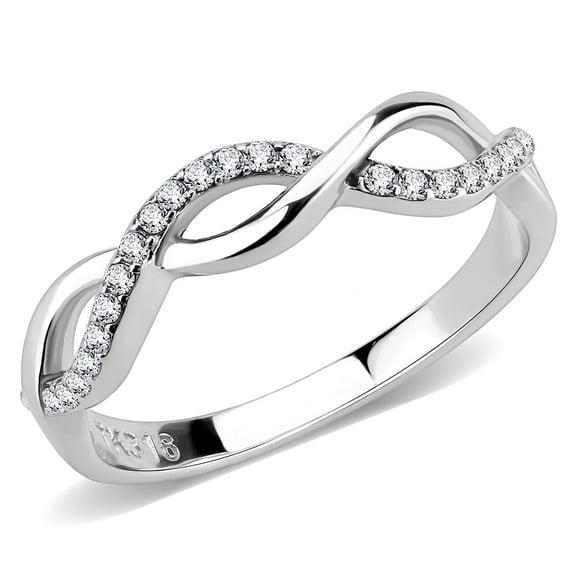 Rings for Women Silver 316L Stainless Steel DA243 - AAA Grade Cubic Zirconia in Clear