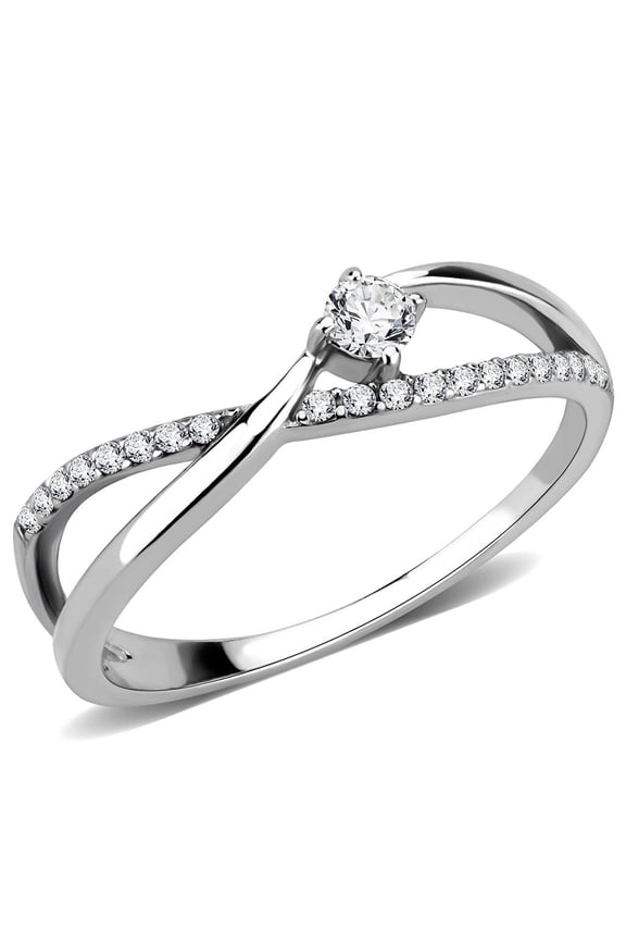 Rings for Women Silver 316L Stainless Steel DA261 - AAA Grade Cubic Zirconia in Clear