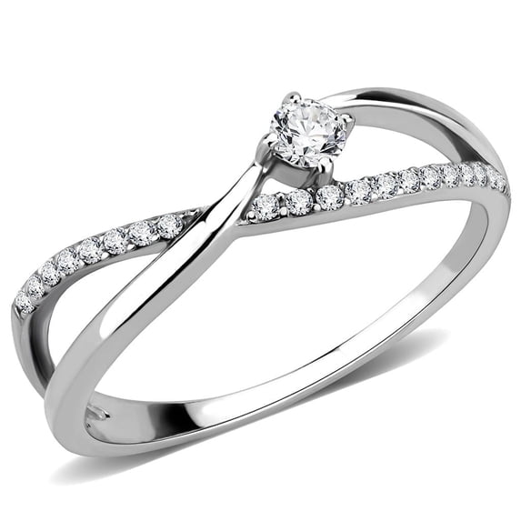 Rings for Women Silver 316L Stainless Steel DA261 - AAA Grade Cubic Zirconia in Clear