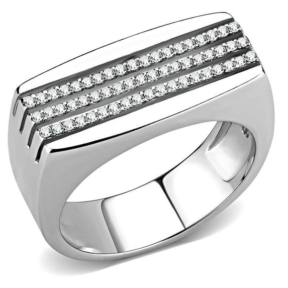 Rings for Women Silver 316L Stainless Steel DA279 - AAA Grade Cubic Zirconia in Clear
