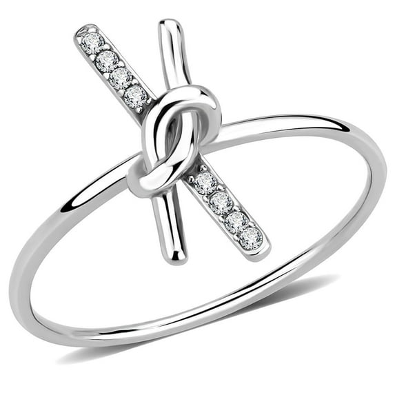 Rings for Women Silver 316L Stainless Steel DA313 - AAA Grade Cubic Zirconia in Clear