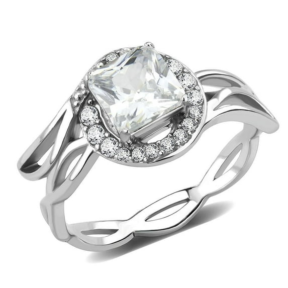 Rings for Women Silver 316L Stainless Steel DA357 - AAA Grade Cubic Zirconia in Clear