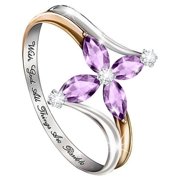 SPBPQY Rings for Women, Sterling Silver Rings, Fashion Romantic Purple Cubic Zirconia Lotus Rings