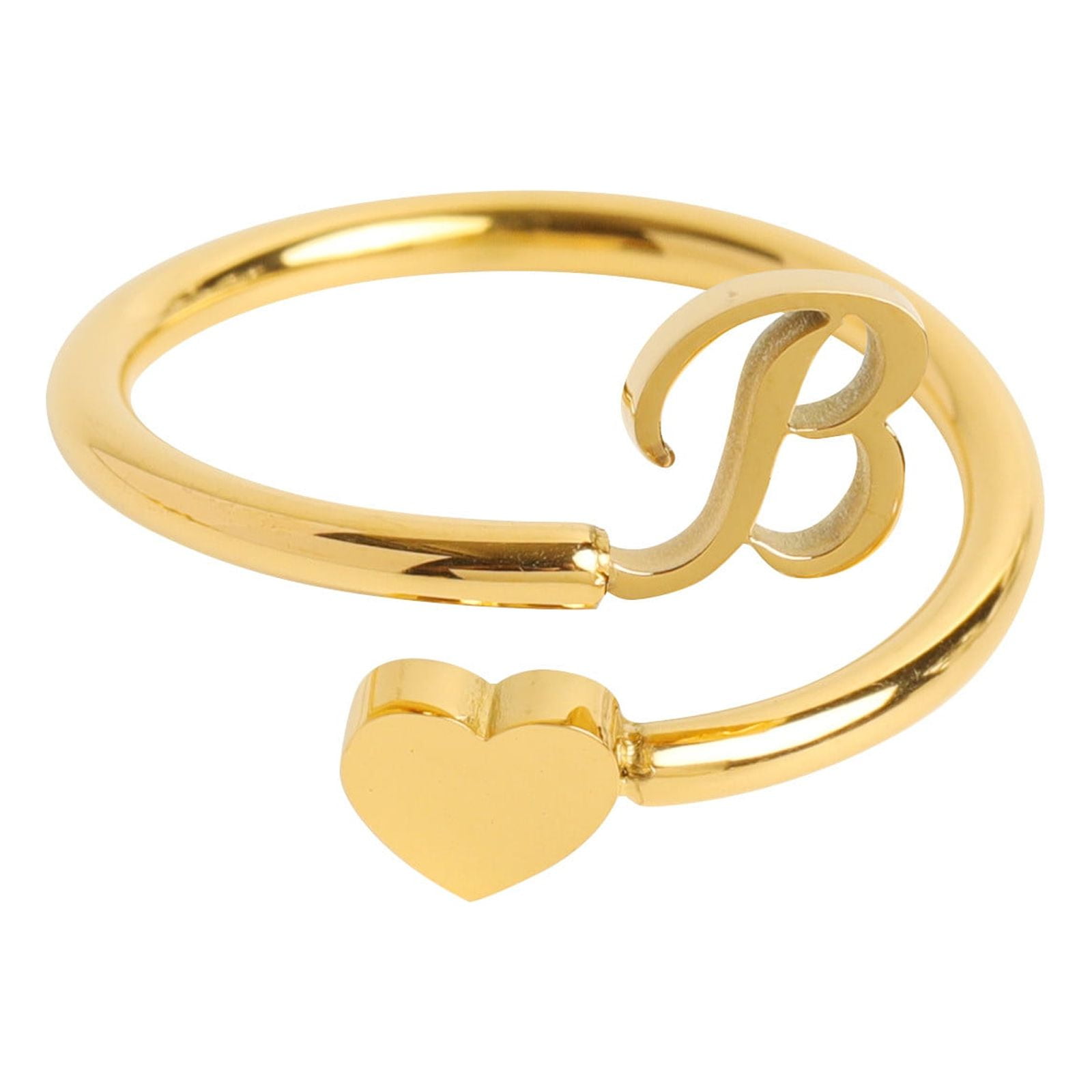 Rings for Women To My Granddaughter Dainty Initial Heart Ring 26 Letter ...