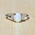 thumbnail image 1 of Rings for Women Womens Sterling Silver Oval Cut Fire Opal Diamond Band Ring, 1 of 4