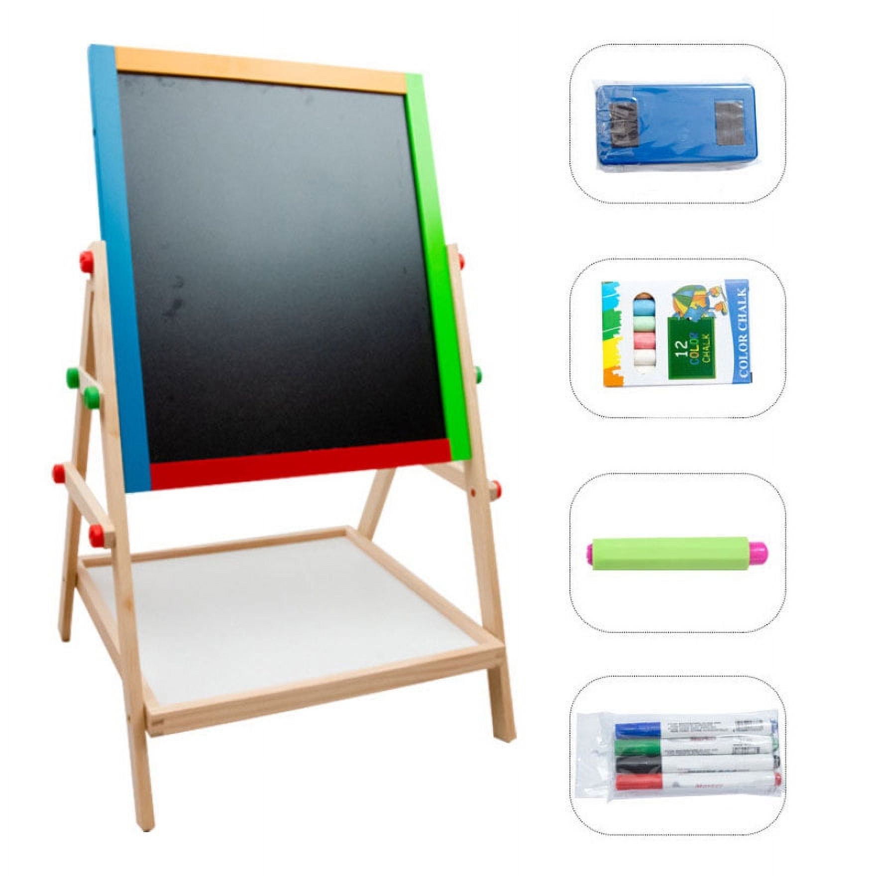 Kids Wooden Easel Dry Erase Board and Chalkboard Kids Toys Gift Upgrade
