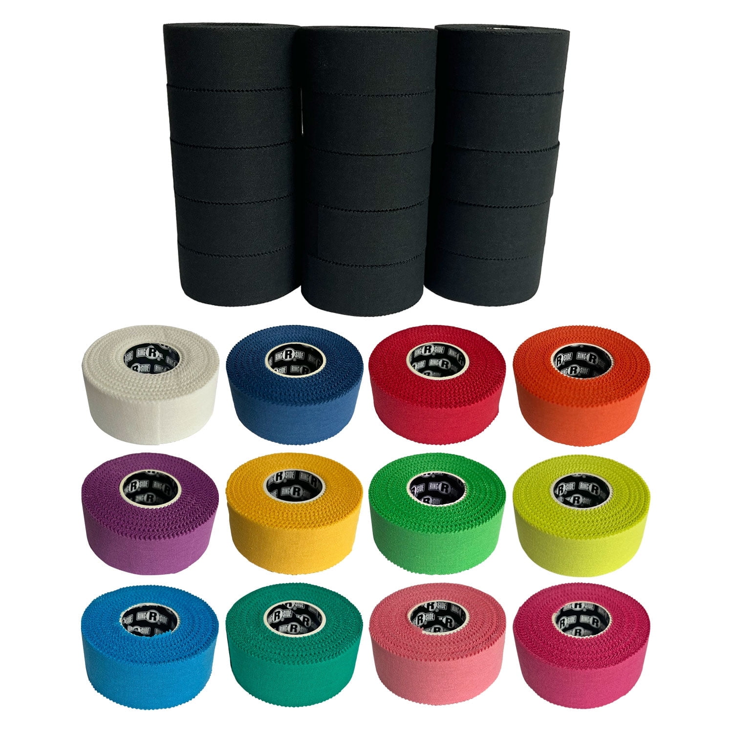 Ringside 1" Athletic Trainers Tape, 30 Feet, Adhesive and Easy to Tear, Black, 15 Pack