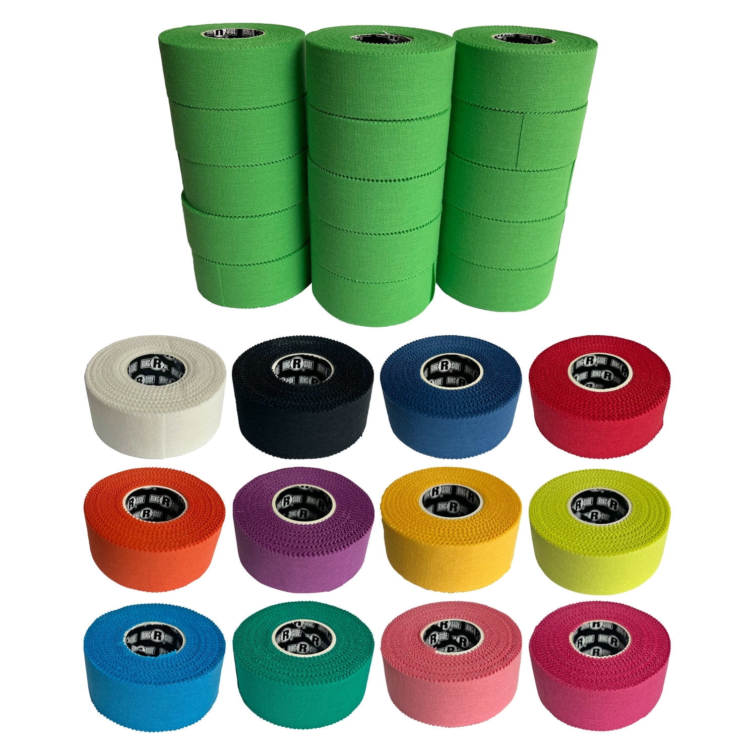 Ringside 1" Athletic Trainers Tape, 30 Feet, Adhesive and Easy to Tear, Green, 15 Pack