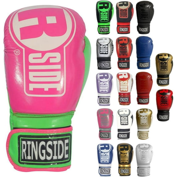 Ringside Apex Bag Boxing Gloves, IMF-Tech with Secure Wrist Support, Pink/Lime, S/M