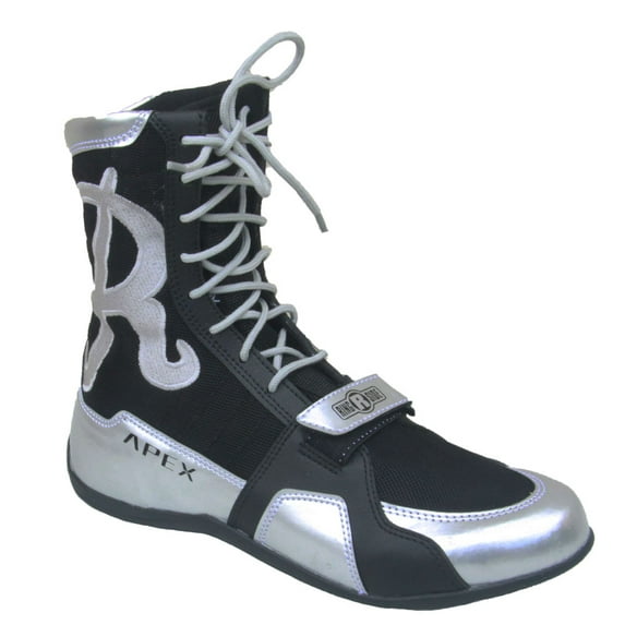 Ringside Apex Elite Boxing Shoes, Black/Silver, Size 8