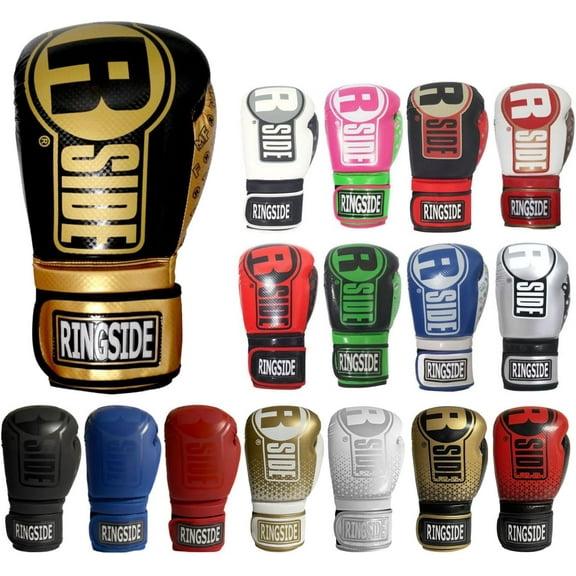 Ringside Apex Flash Sparring Gloves, IMF-Tech Synthetic Boxing Gloves with Secure Wrist Support, Ideal for Men and Women, Black/Gold, 14 oz