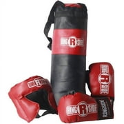Ringside Kids Boxing Set with Mini Heavy Bag, Gloves and Headgear - Black