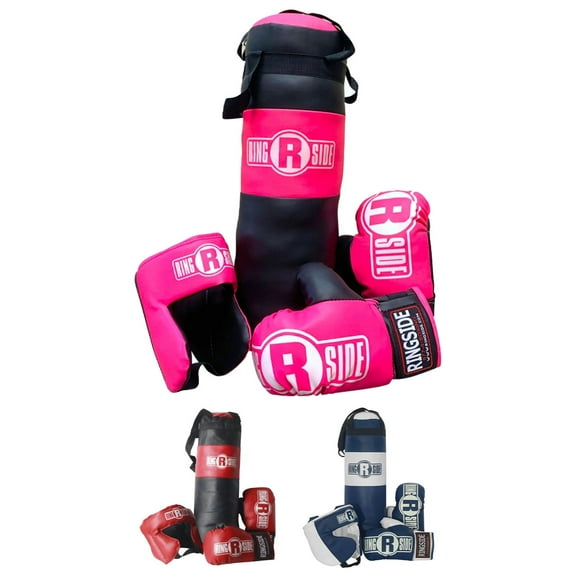 Ringside Kids Boxing Set with Mini Heavy Bag, Gloves and Headgear - Pink