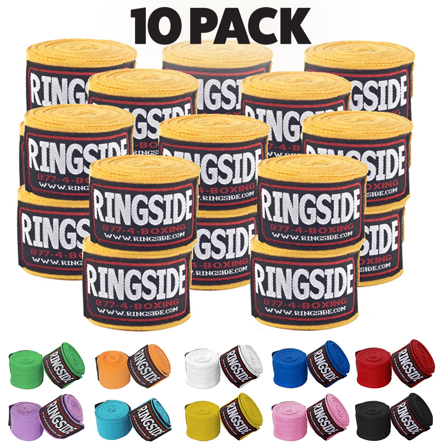 Ringside MexicanStyle Boxing Hand Wraps 180" 10 Pack Gold