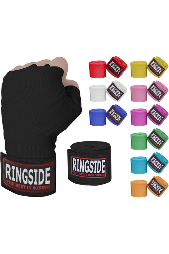 Mexican-Style Boxing Handwraps - Elastic Cotton, Thumb Loop, Hook & Loop Closure, Machine Washable - Black, 1 Pack