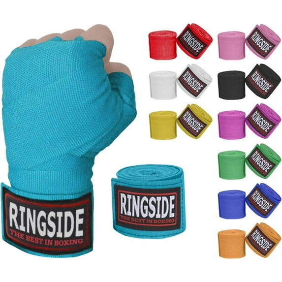 Ringside Mexican-Style Boxing Handwraps - Elastic Cotton, Thumb Loop, Hook & Loop Closure, Machine Washable - Electric Blue, 1 Pack