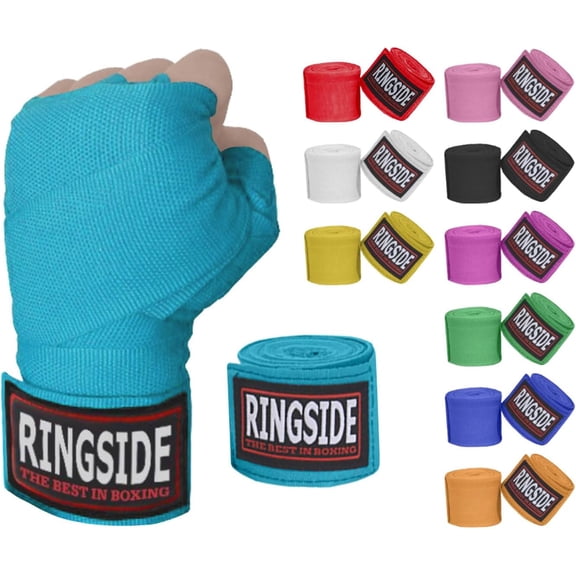 Ringside Mexican-Style Boxing Handwraps - Elastic Cotton, Thumb Loop, Hook & Loop Closure, Machine Washable - Electric Blue, 1 Pack