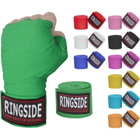 Ringside Mexican-Style Boxing Handwraps - Elastic Cotton, Thumb Loop, Hook & Loop Closure, Machine Washable - Neon Green, 1 Pack
