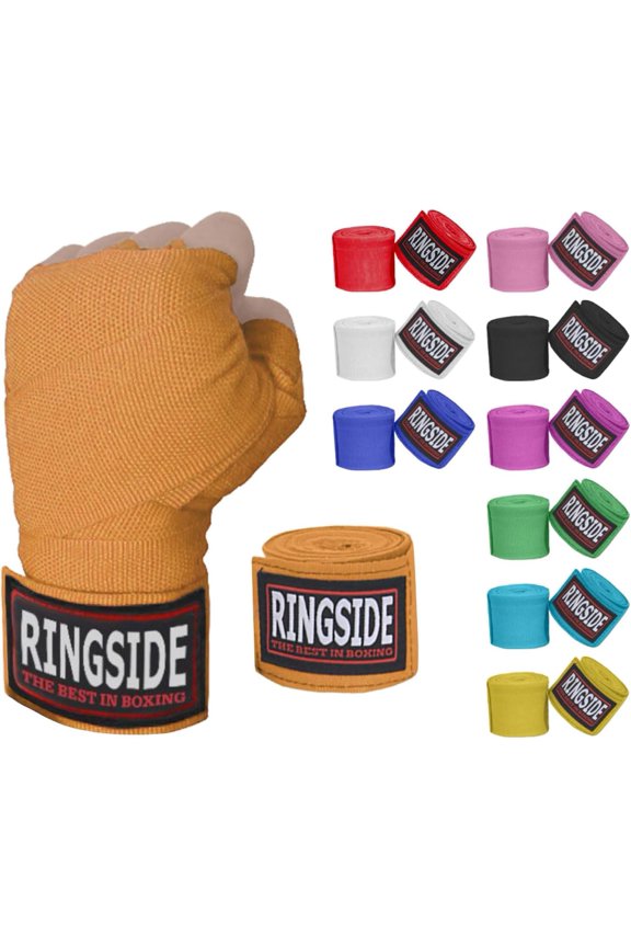 Mexican-Style Boxing Handwraps - Elastic Cotton, Thumb Loop, Hook & Loop Closure, Machine Washable - Neon Orange, 1 Pack