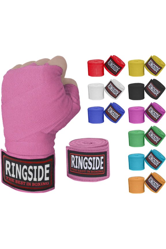 Mexican-Style Boxing Handwraps - Elastic Cotton, Thumb Loop, Hook & Loop Closure, Machine Washable - Red, 1 Pack