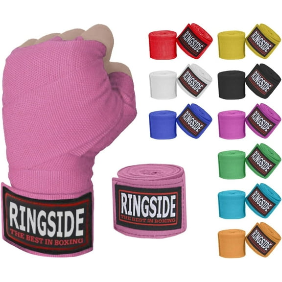 Ringside Mexican-Style Boxing Handwraps - Elastic Cotton, Thumb Loop, Hook & Loop Closure, Machine Washable - Red, 1 Pack