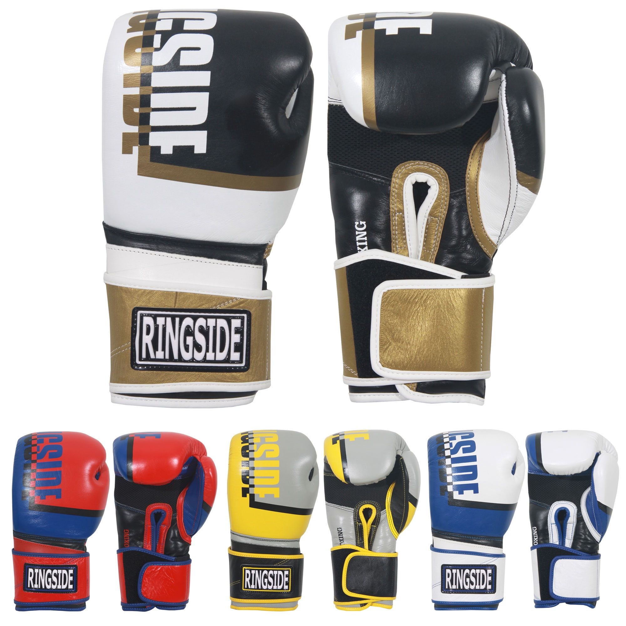 Ringside Omega Sparring Boxing Gloves, Black/Gold, 16 oz.