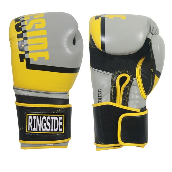 Ringside Omega Sparring Boxing Gloves, Silver/Yellow, 16 oz.
