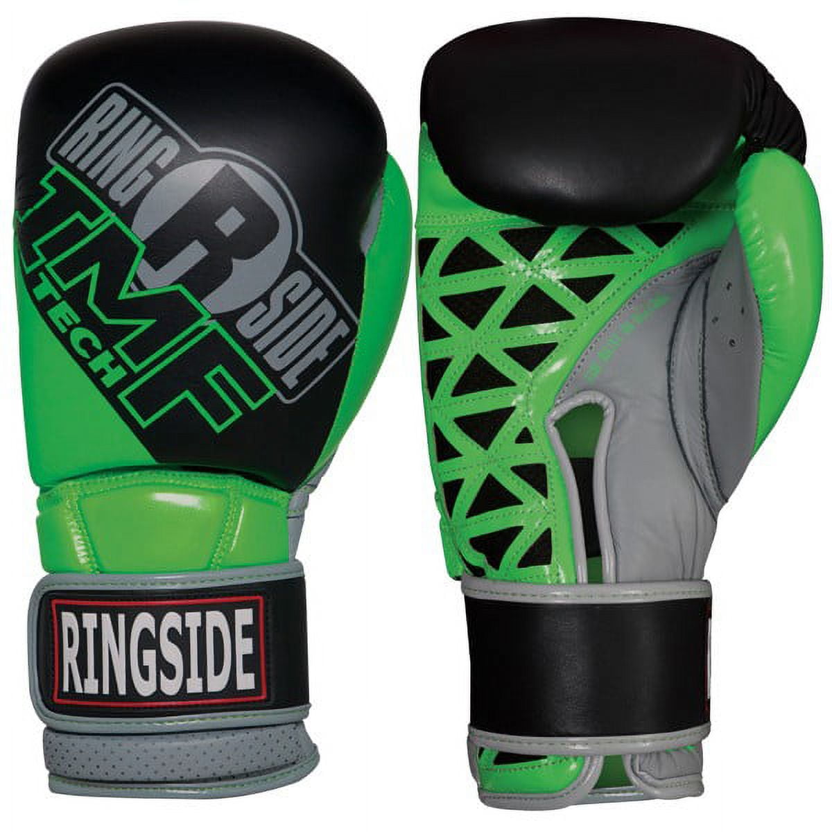Ringside Youth IMF Tech Hook and Loop Boxing Gloves - 14 oz. - Black/Neon  Green 