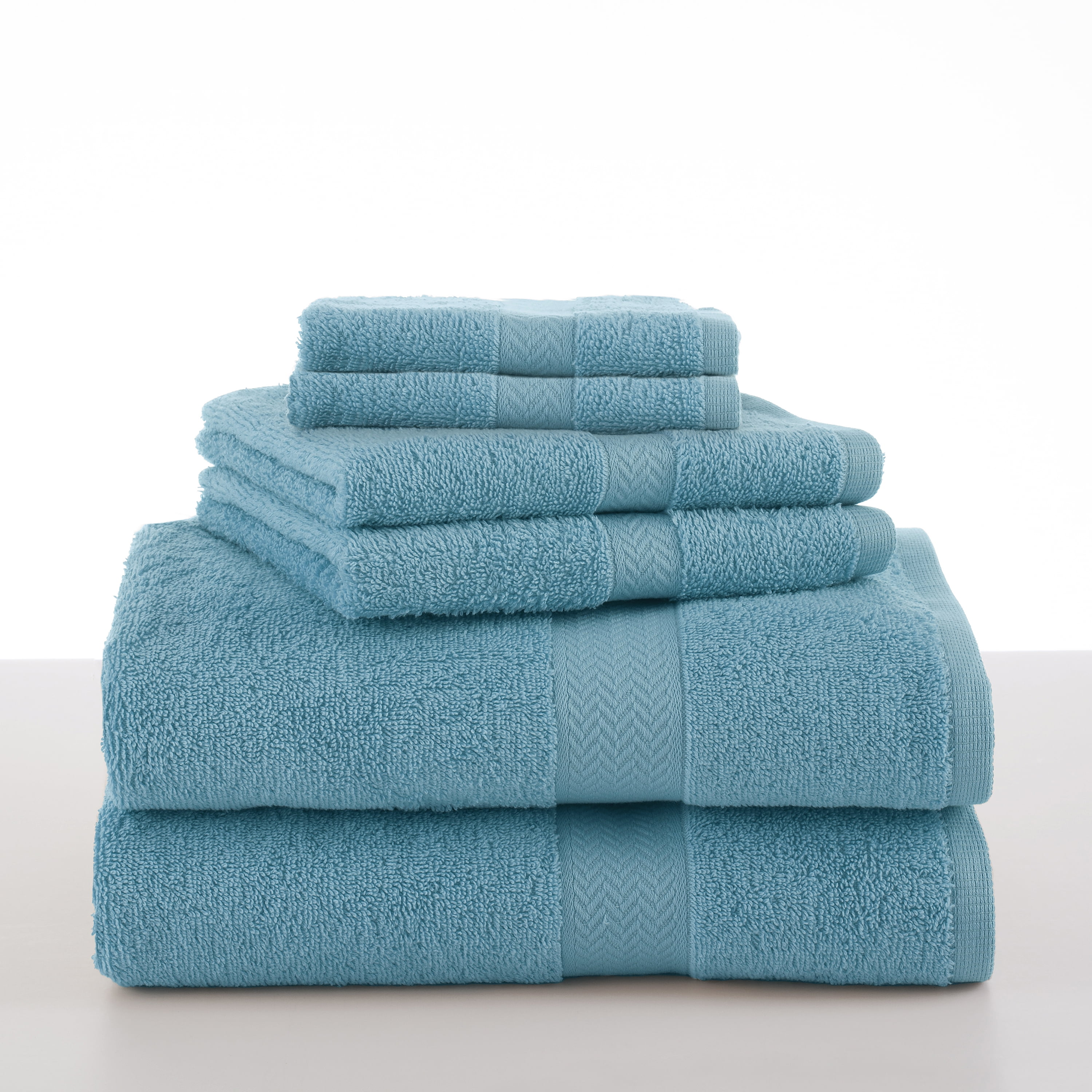 Island Blue Cotton 6-Piece Hand and Bath Towel Set