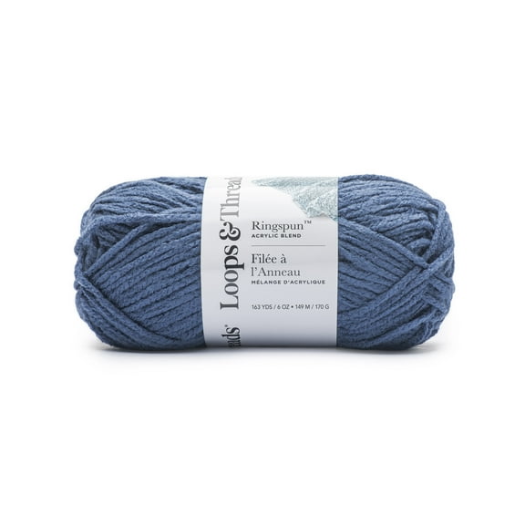 Ringspun Yarn by Loops & Threads - Yarn for Knitting - Crochet - Weaving - and Arts & Crafts - Blue - Acrylic Blend - 6 oz