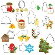 Rinhoo 14pcs/set Stainless Steel Christmas Cookie Cutters Gingerbread House Man Christmas Tree Baking Cake Biscuit Fondant Mold